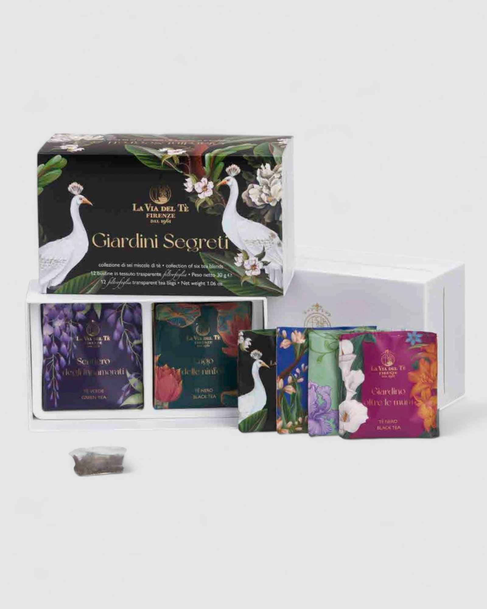 Confezione regalo Giardini Segreti - Nera - Scatola con selezione di 6 tipi di tè - La Via del Tè