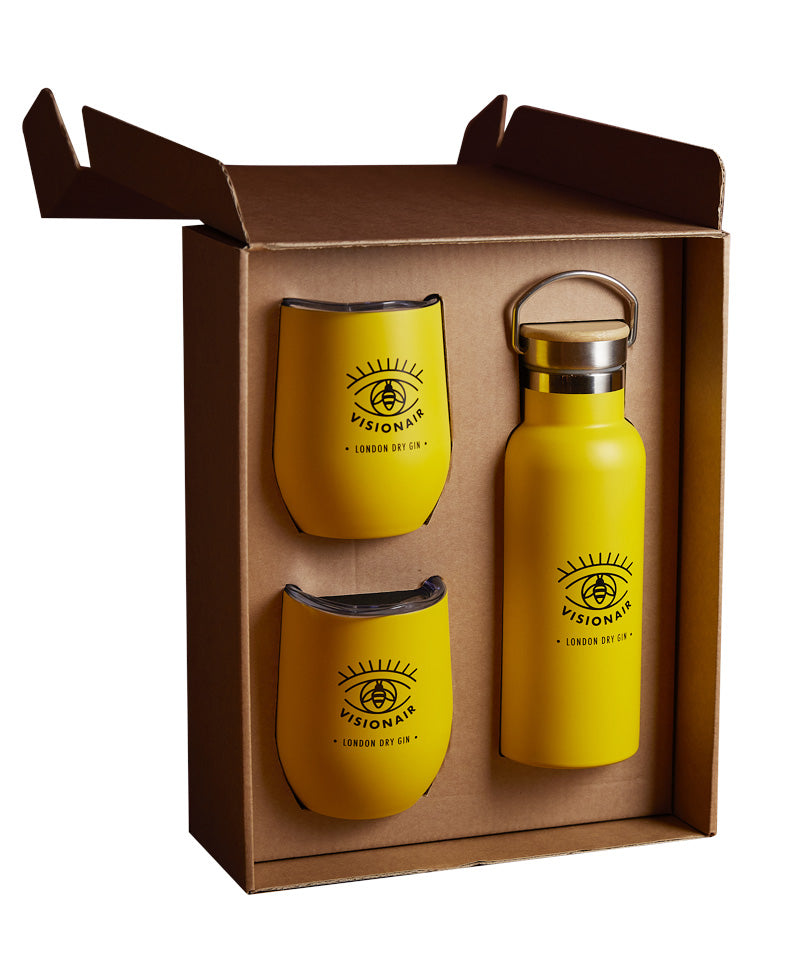 Gift Box Regalo 1 Bottiglia + 2 Bicchieri Termici - Visionairgin