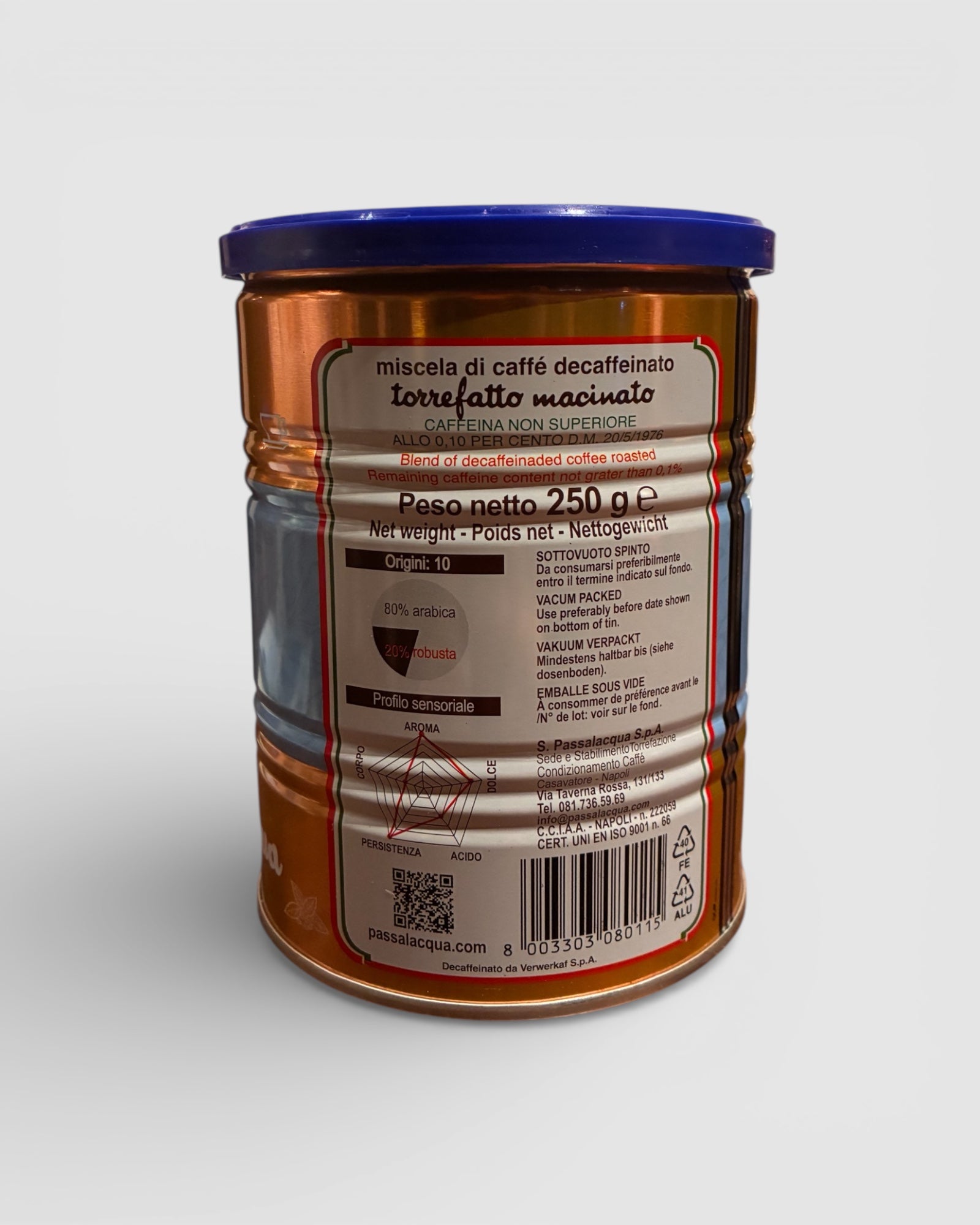 Deup Caffè decaffeianato miscela 80% arabica - Caffè Passalacqua