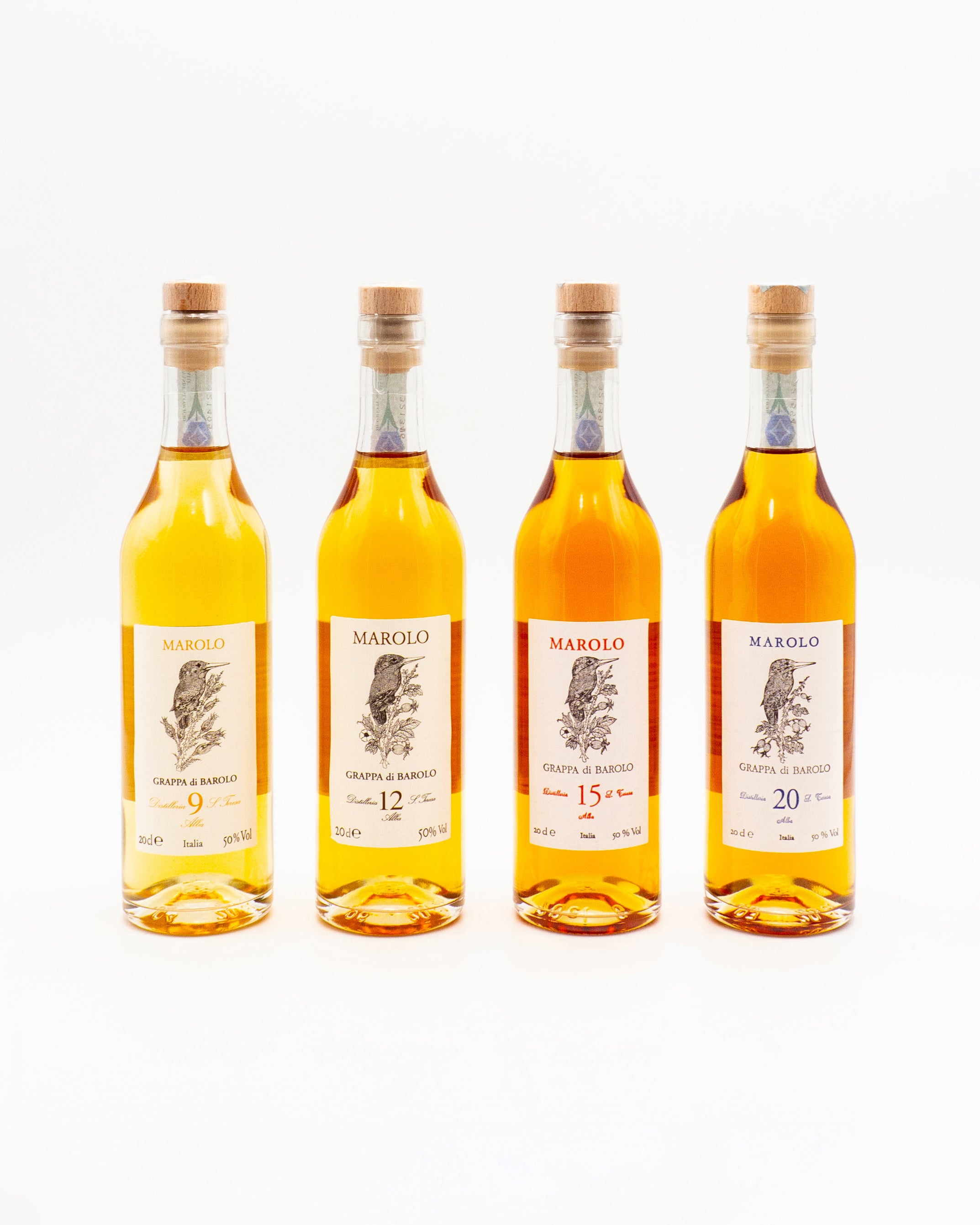 Grappa Barolo Verticale 9, 12, 15, 20 anni Confezione for four - Marolo