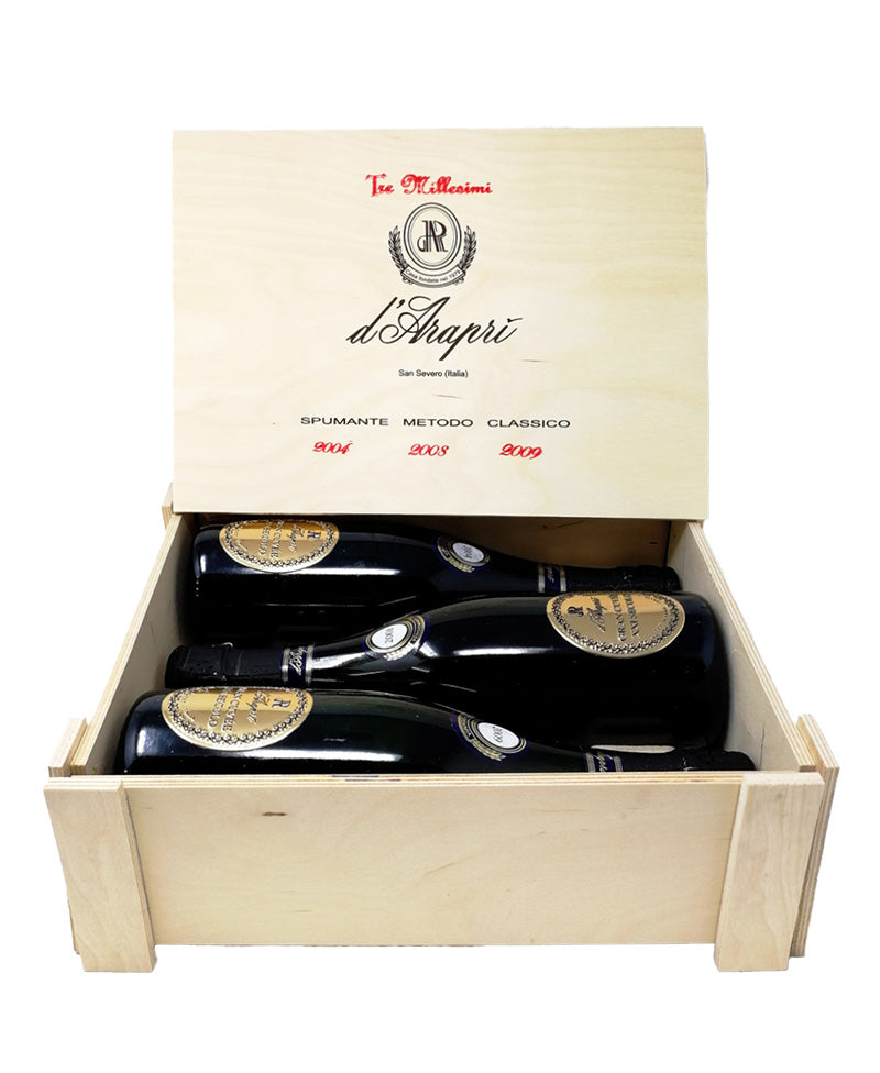 Cassa Legno 3 Bottiglie Brut Gran Cuvee Xxisecolo M.c. 2007-2009-2012 - D'arapri'