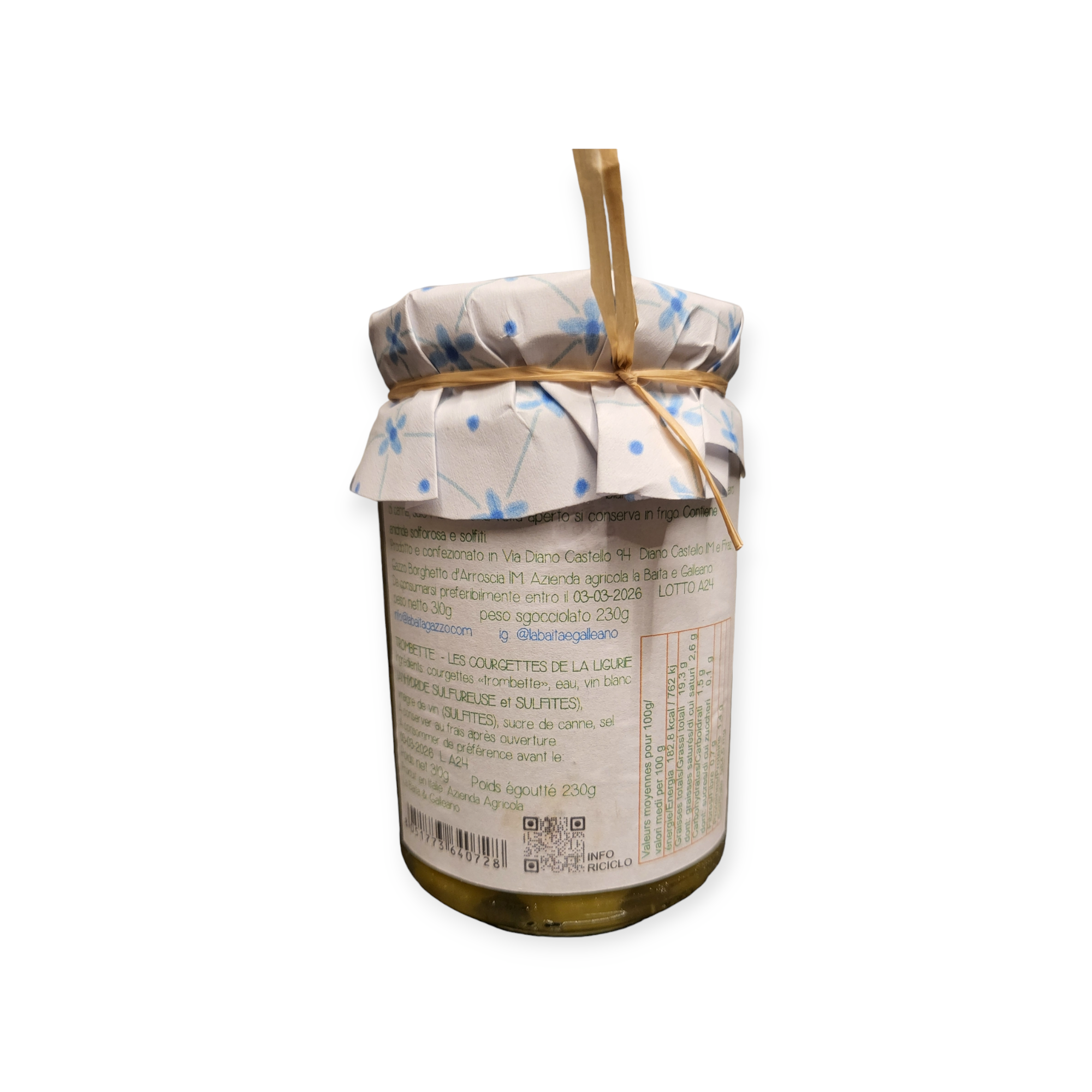 Zucchine trombetta di Albenga in conserva - La Baita Galleano