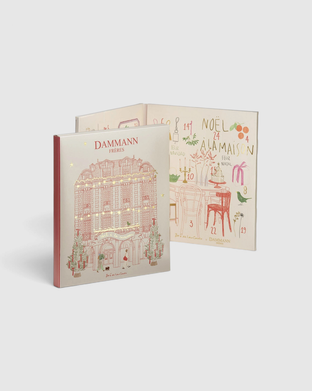 Calendario dell’Avvento 2026 Dammann Frères, illustrazioni di Zoé de Las Cases - confezione e interno