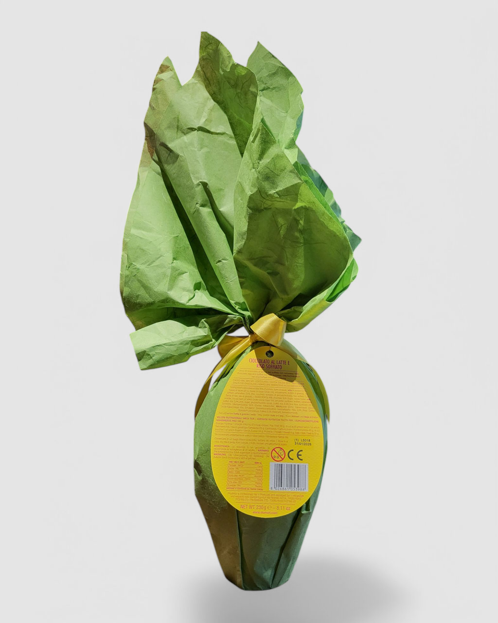 Uovo di cioccolato al latte e riso soffiato e sorpresa Carioca - Domori