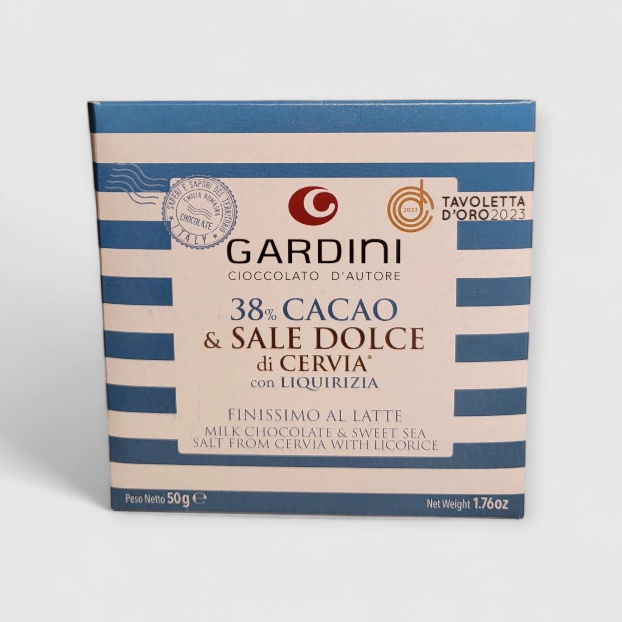 Cioccolato 38% CACAO & sale dolce di cervia con liquirizia - Gardini