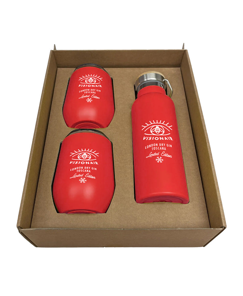 E Gift Xmas Edition 1 Bottiglia + 2 Bicchieri Termici - Visionairgin