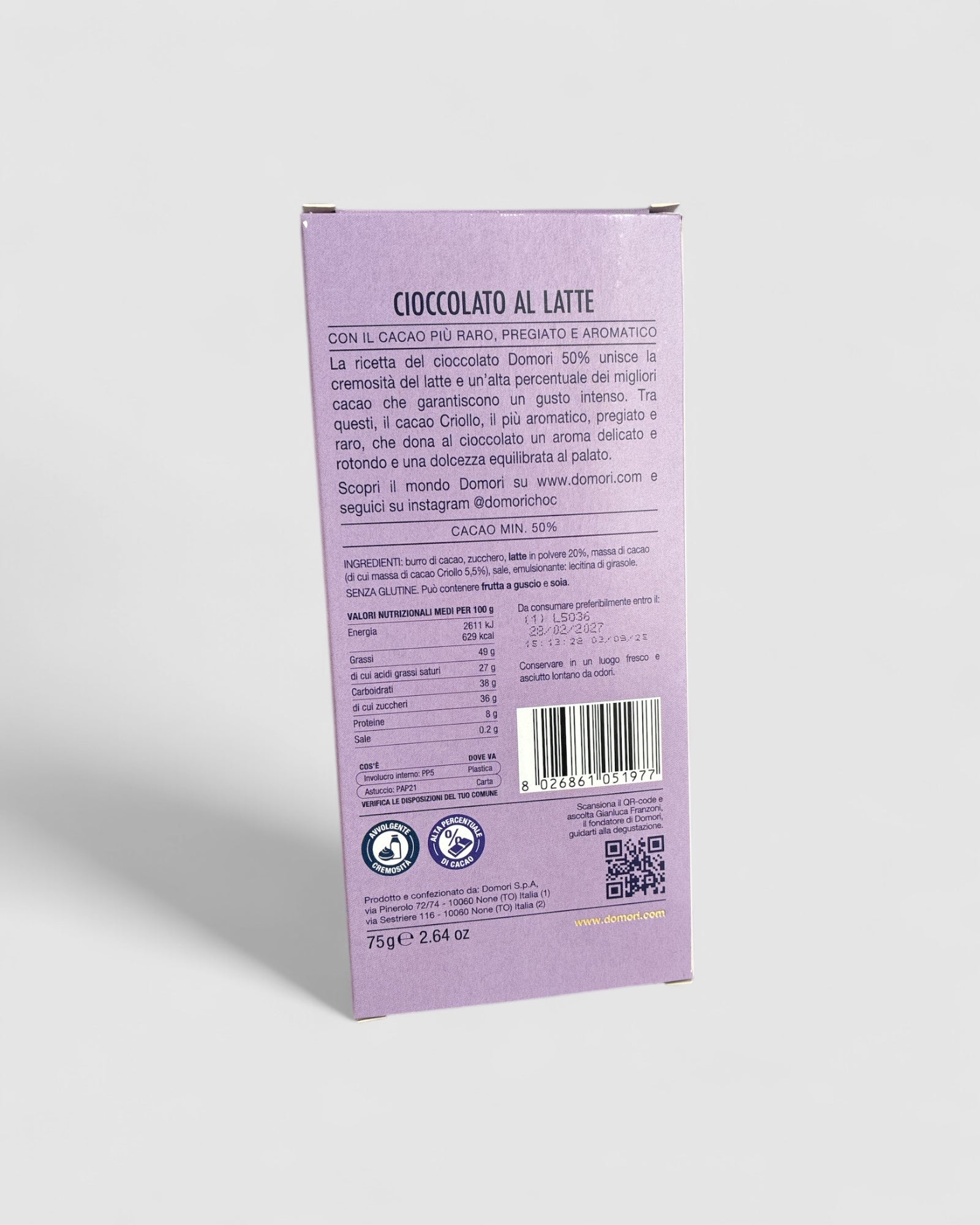 Tavoletta Cioccolato al Latte Criollo 50% - Linea Antologia - Domori