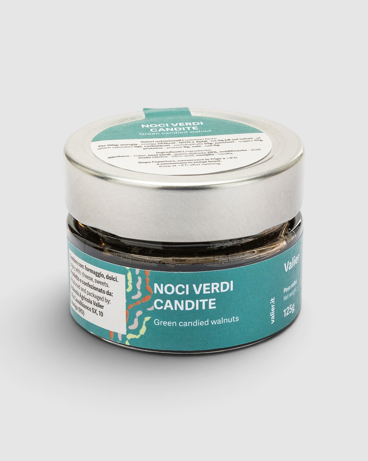 Vasetto di Noci Verdi Candite Azienda Agricola Valier in vendita su Raró Shop, ideale con formaggi e dessert.