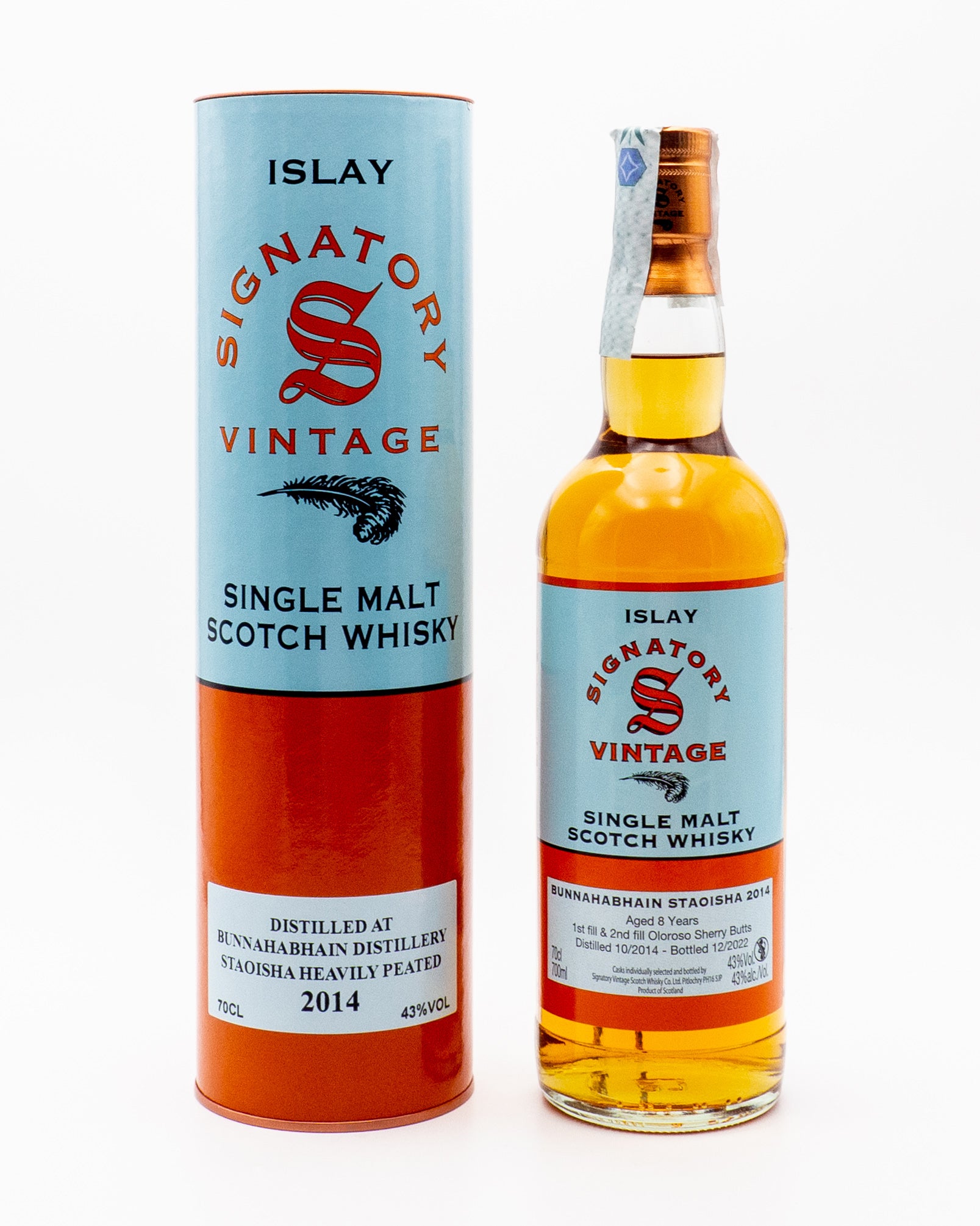 Single Malt Scotch Whisky Staoisha Heavely Peated Bunnahabhain Distillery - Signatory Vintage