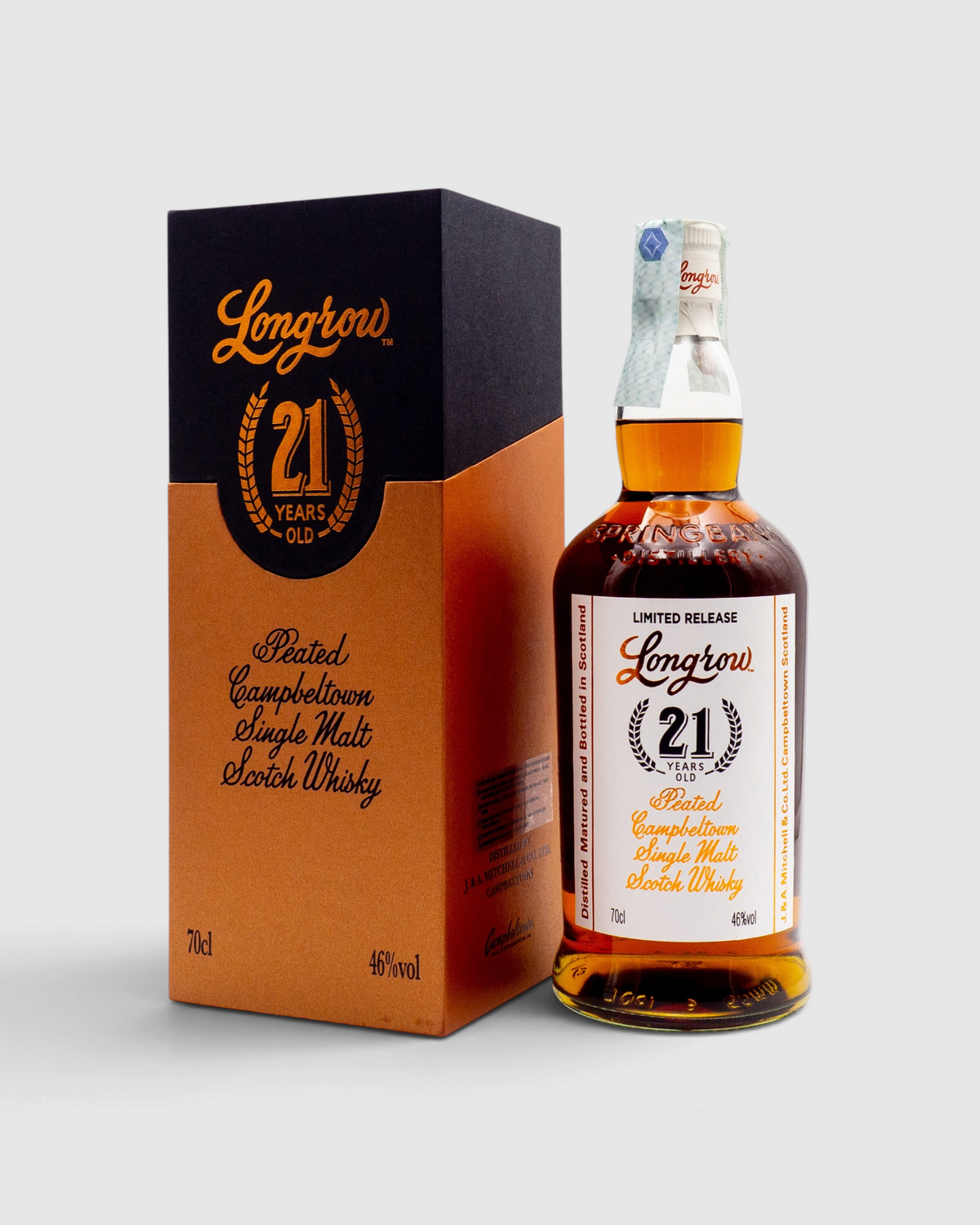 Bottiglia di whisky Longrow 21 anni Limited Edition 2023 con confezione regalo, disponibile presso Raró Shop