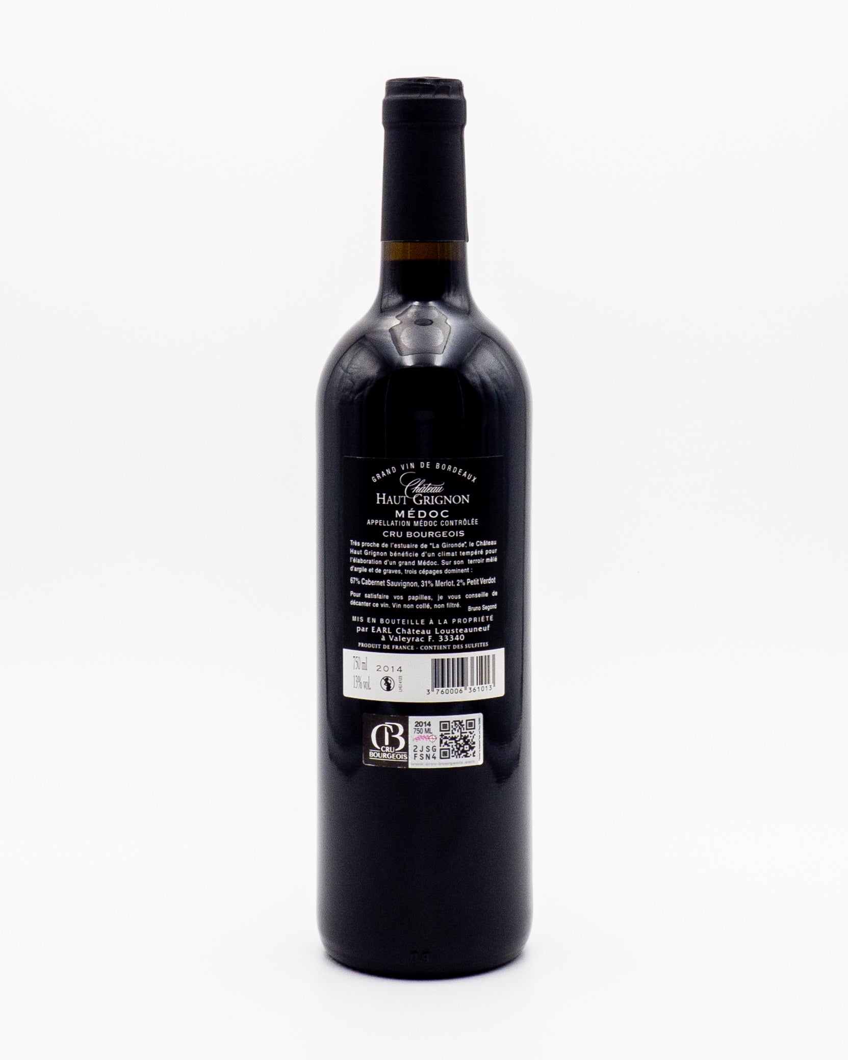 Grand Vin De Bordeaux Medoc Cru Bourgeois 2014 - Chateau Haut Grignon