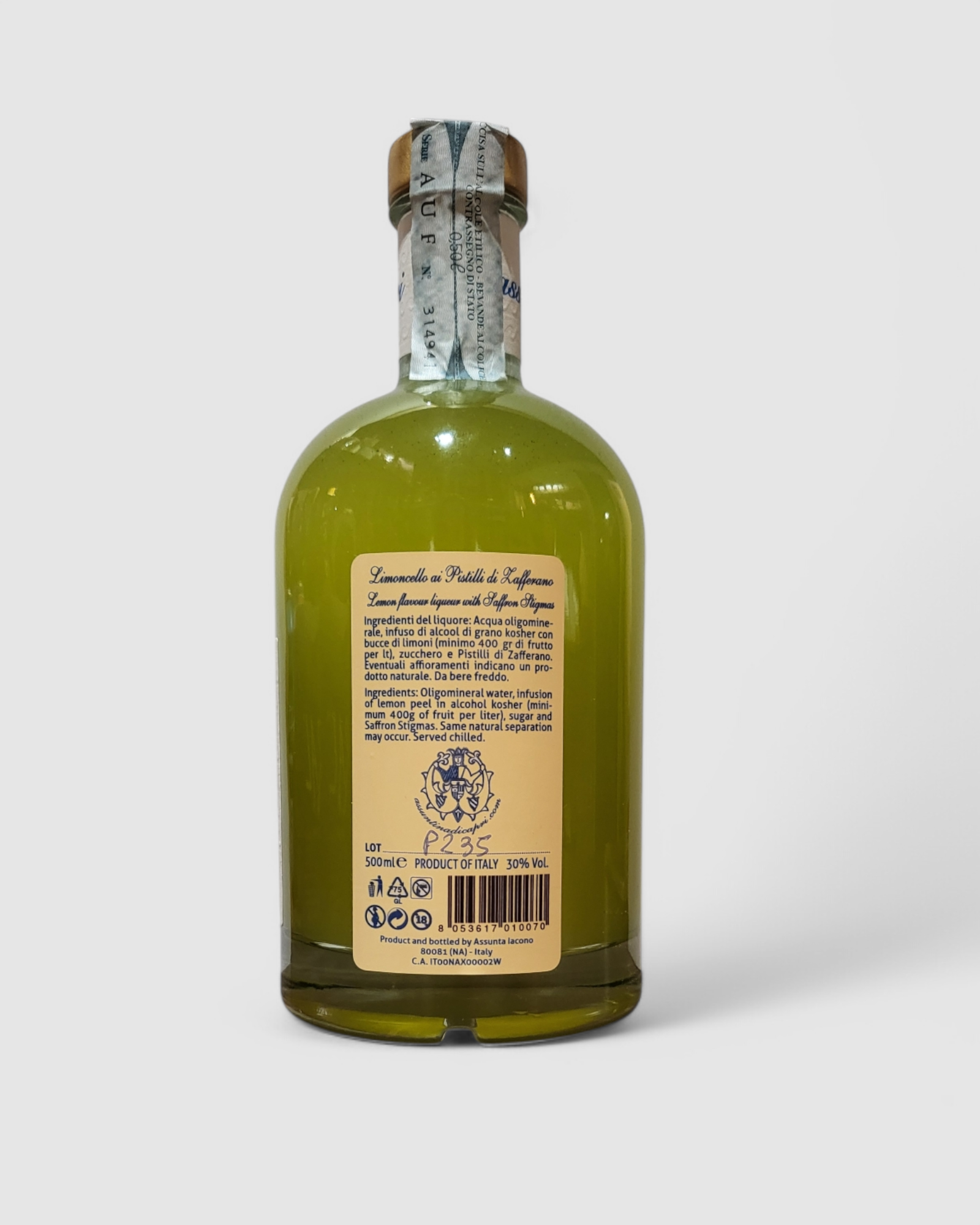 Limoncello con pistilli di Zafferano - Assuntina di Capri