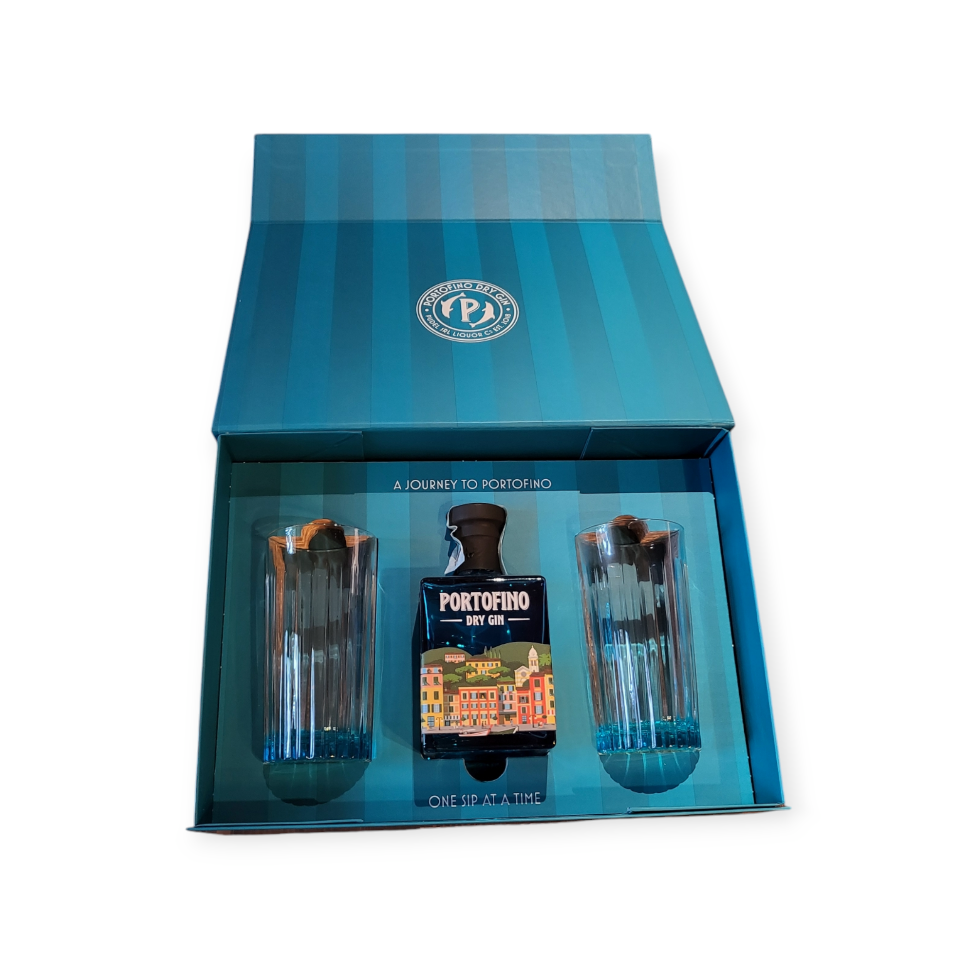 Portofino Dry Gin Gift Pack con due bicchieri