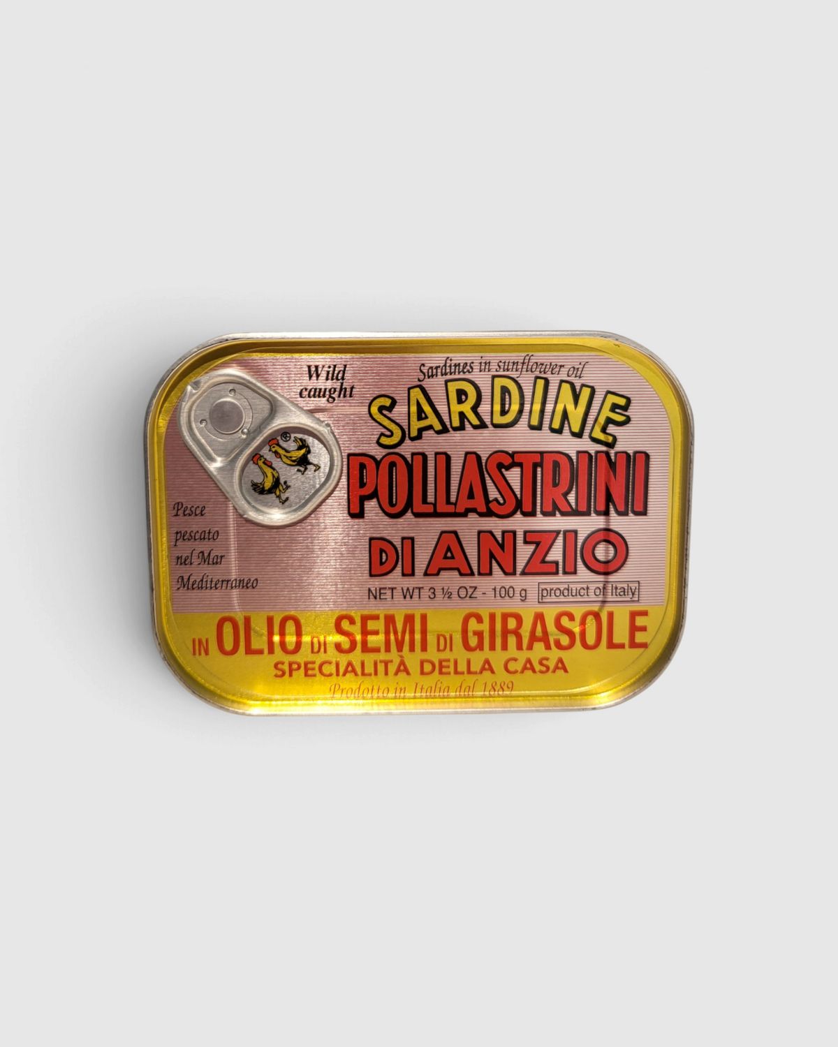 Lattina di sardine Raró Shop Pollastrini di Anzio in olio di semi di girasole, formato 100g