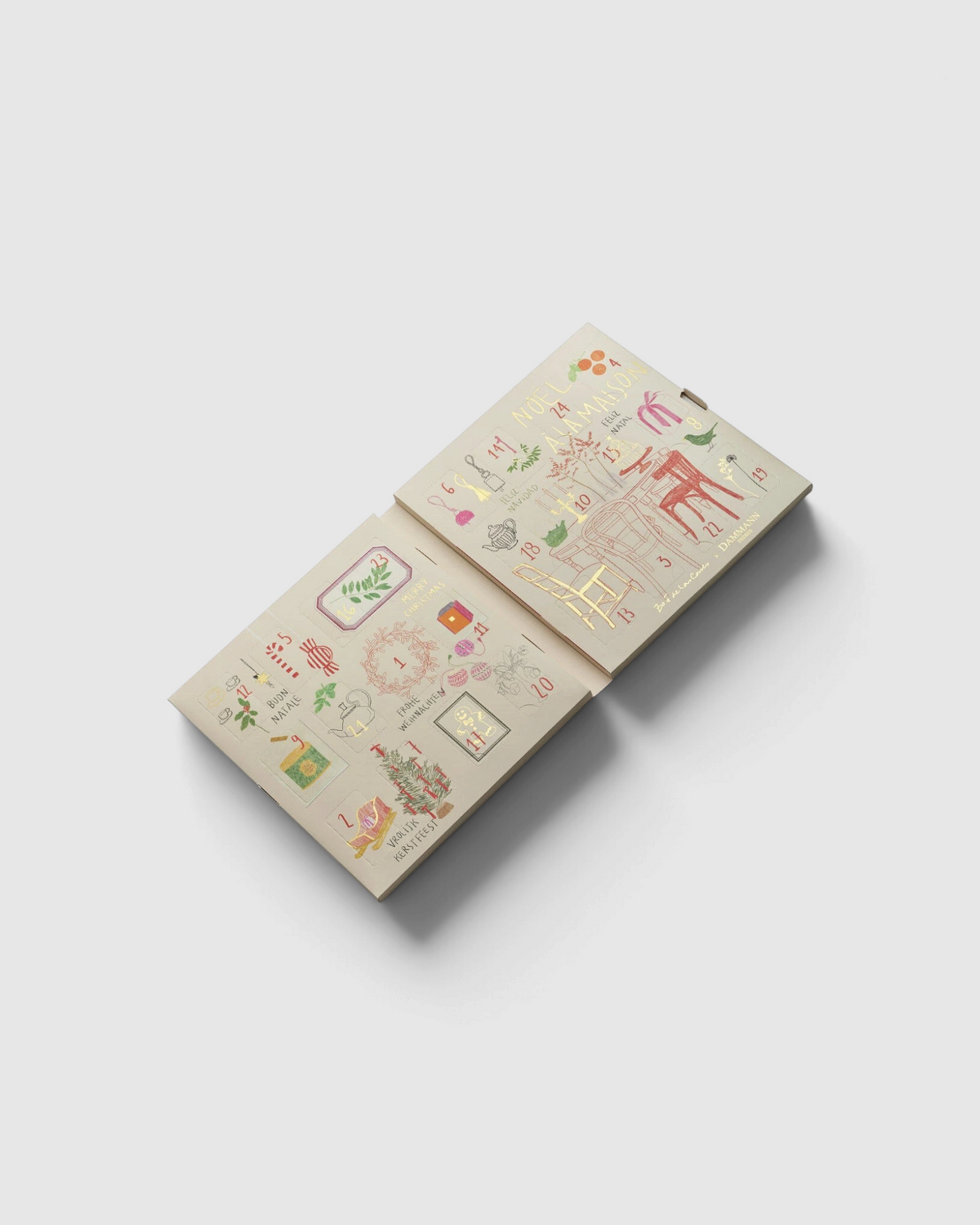 Calendario dell’Avvento 2026 Dammann Frères, illustrazioni di Zoé de Las Cases - calendario aperto