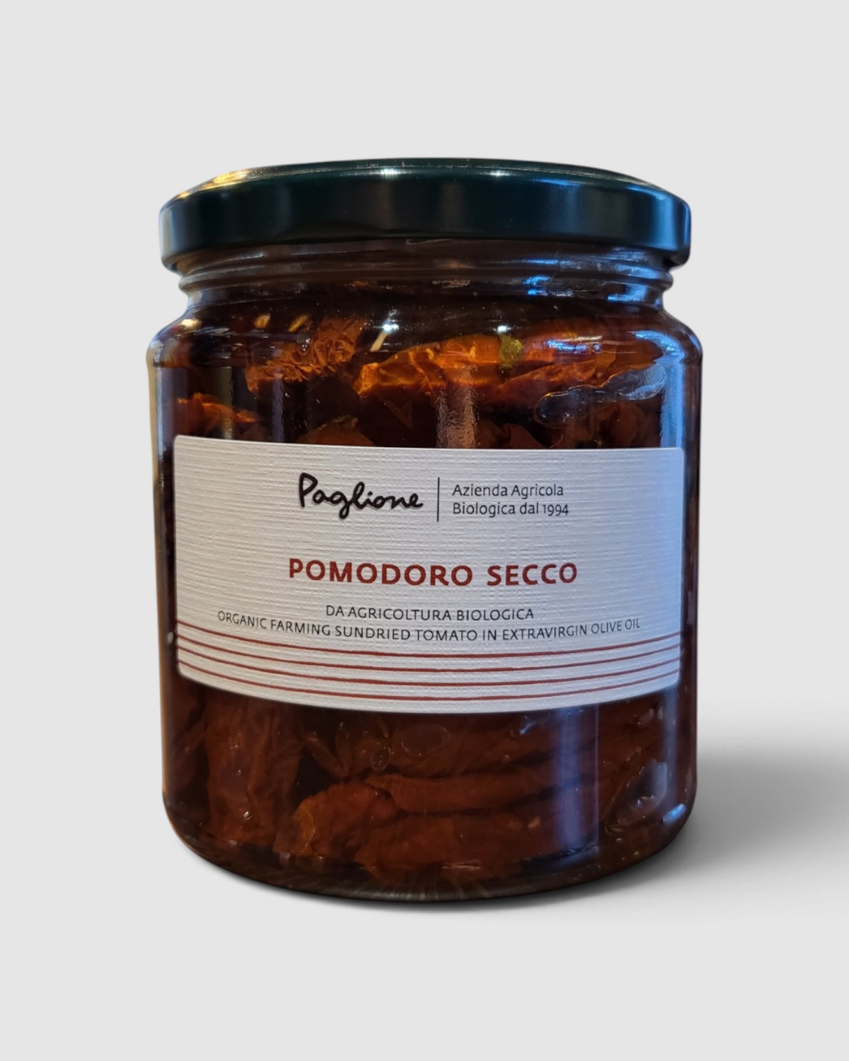 Vasetto di pomodori secchi biologici in olio extravergine Raró Shop, specialità artigianale pugliese da 270g
