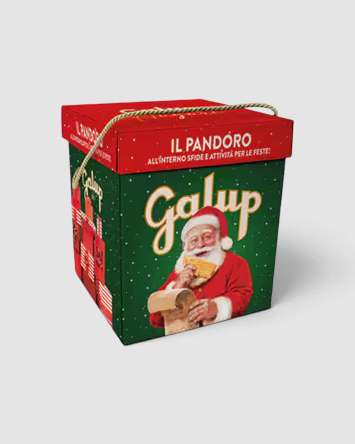 Pandoro classico Galup Raró Shop in confezione regalo verde e rossa con tabellone giochi natalizio