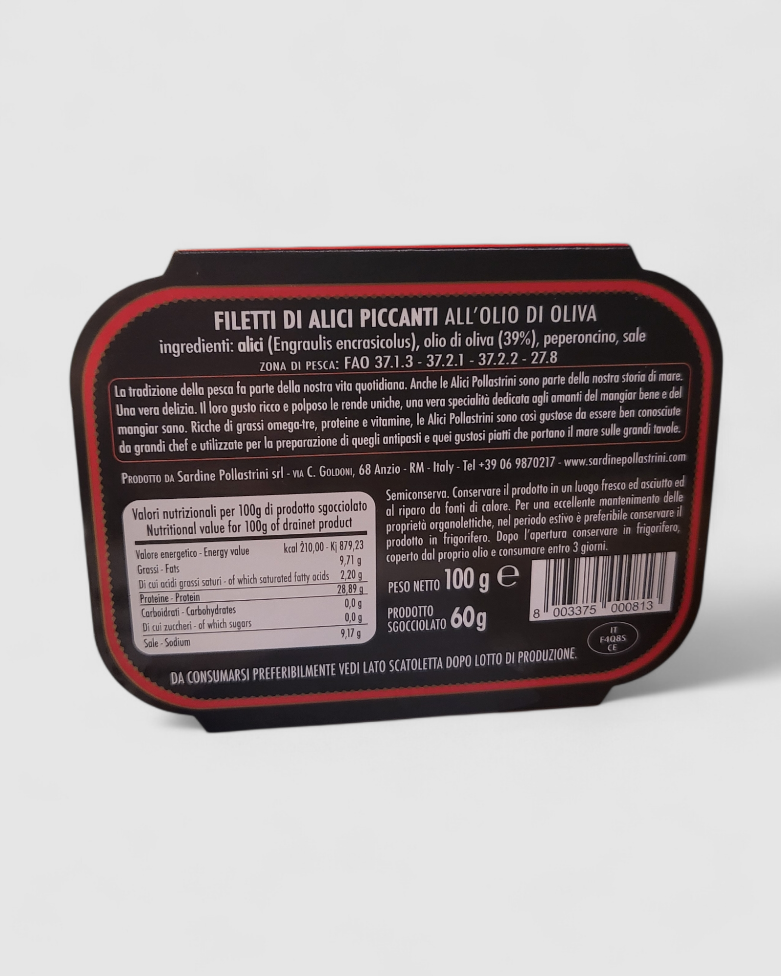 Filetti di Alici Piccanti all'olio di oliva Pollastrini