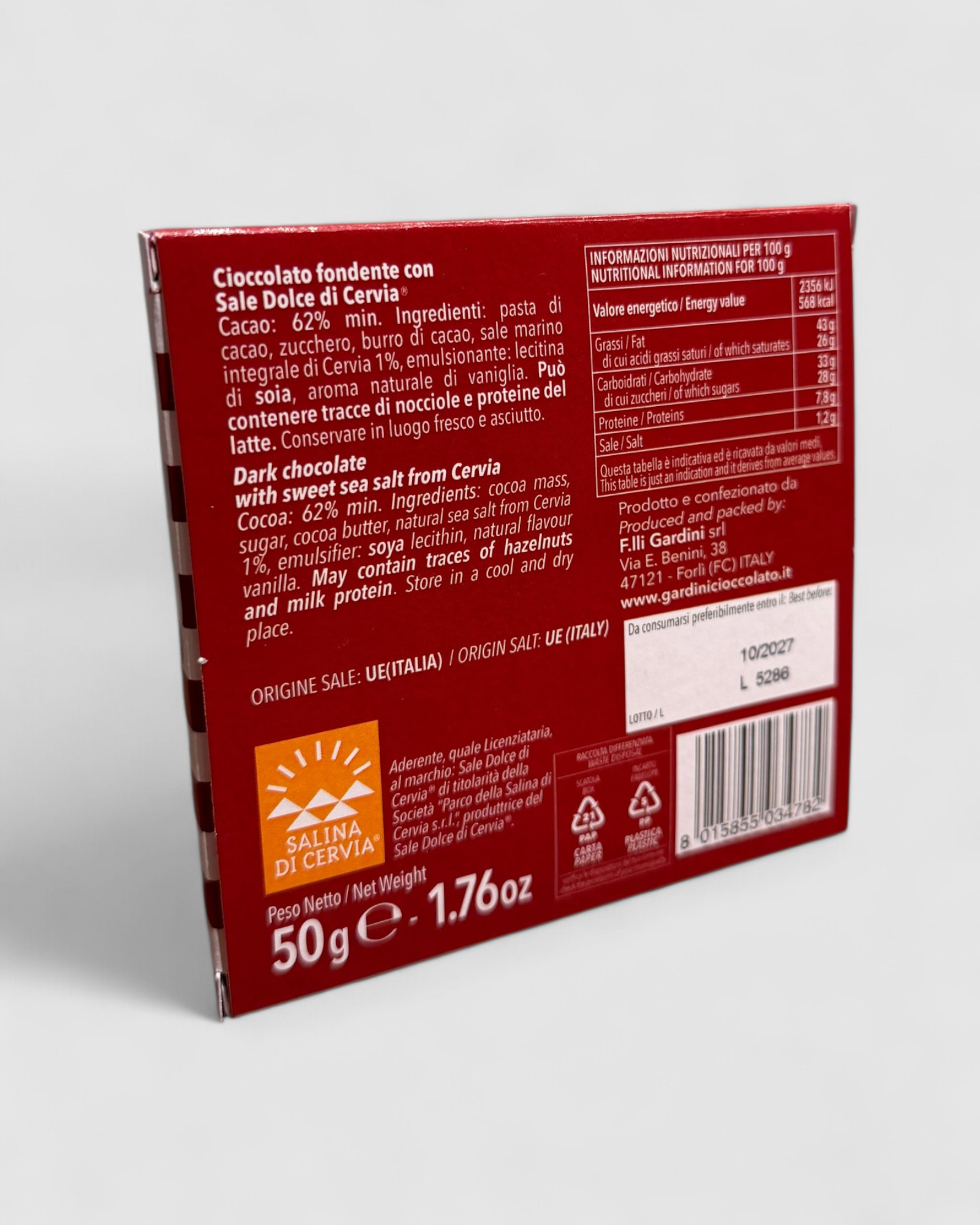 Cioccolato al Cacao 62% e Sale di Cervia - Gardini