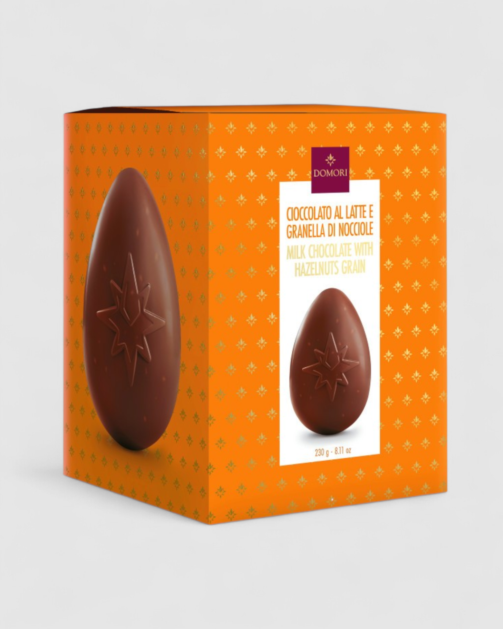 Uovo di cioccolato al latte e granella di nocciole con box - Domori