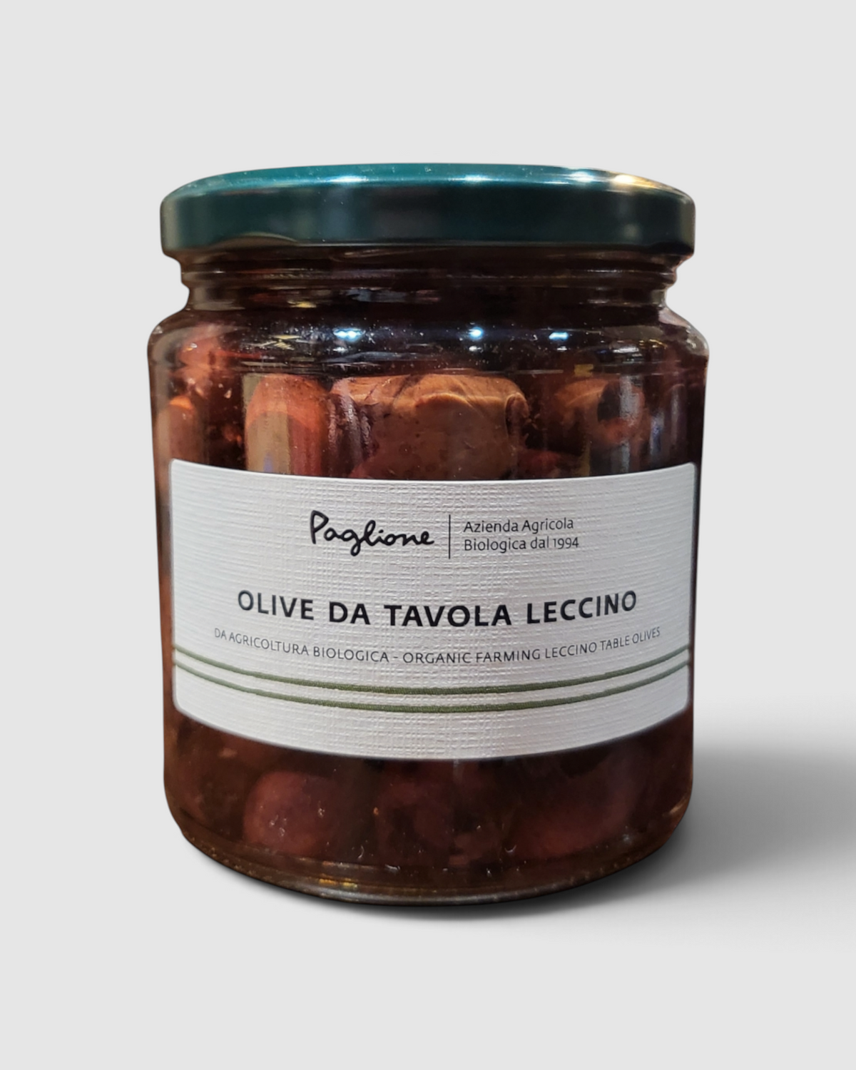 Vasetto di olive da tavola Leccino biologiche Raró Shop, denocciolate e pronte da gustare