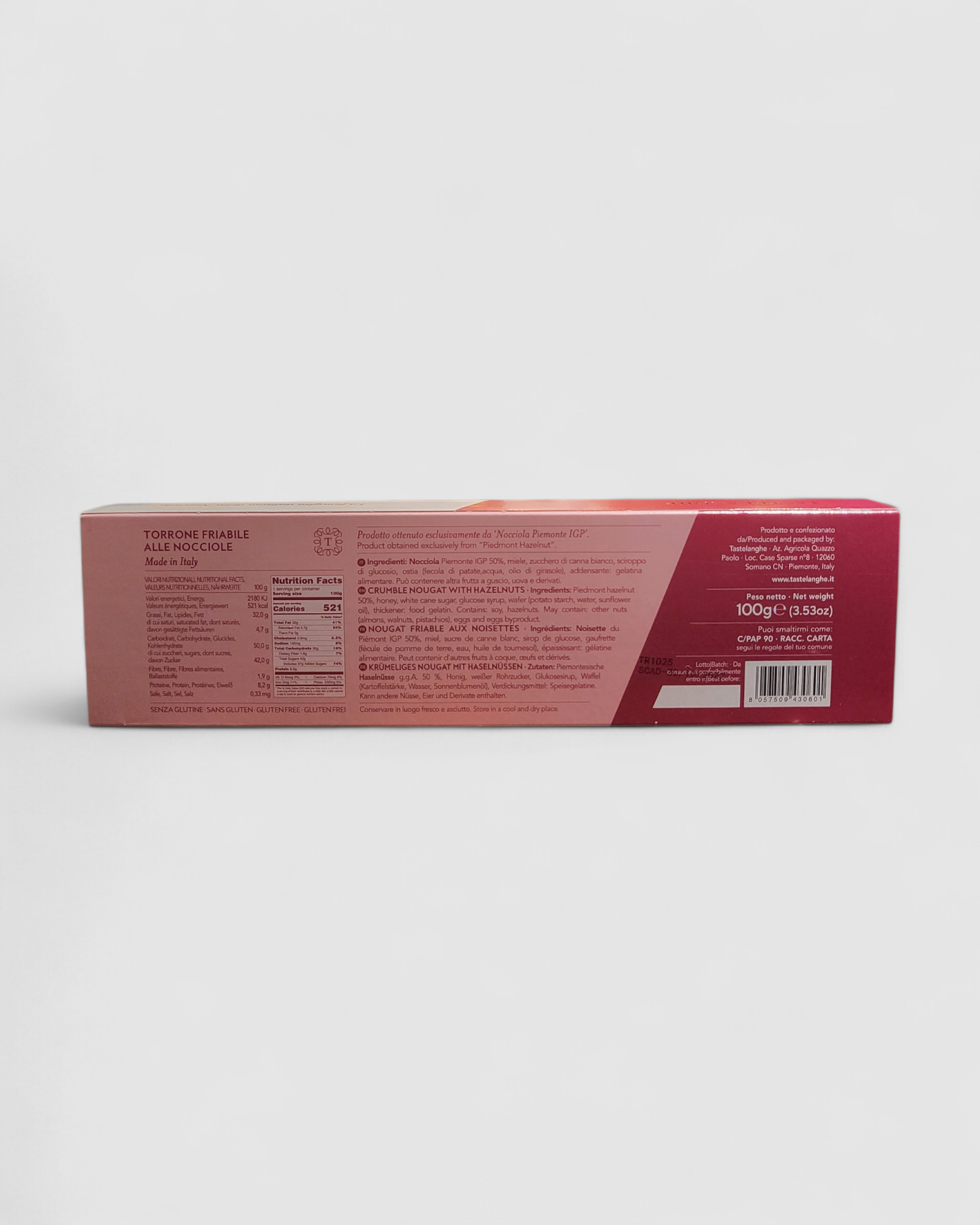 Torrone Friabile con Nocciola Piemonte IGP Tastelanghe