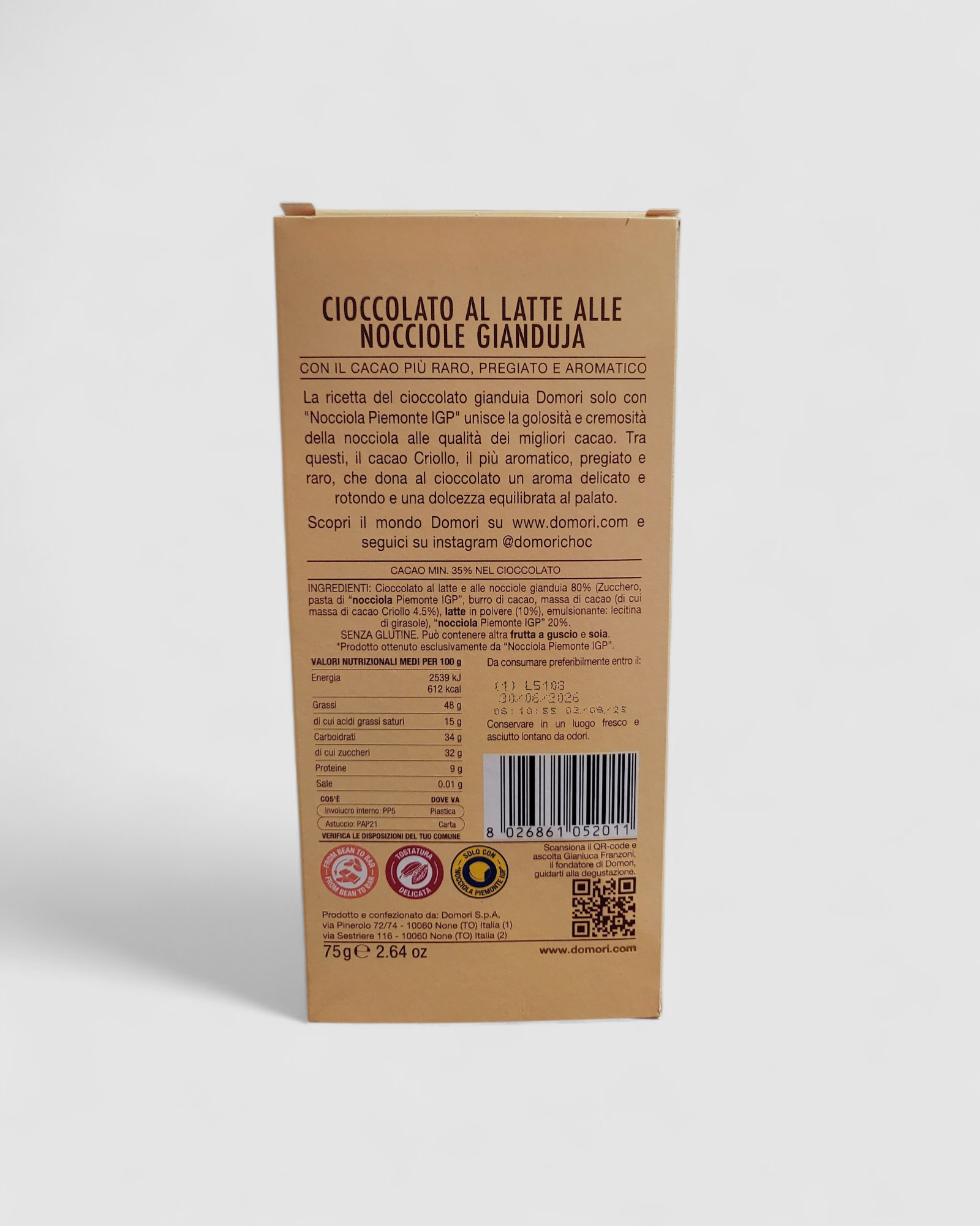 Tavoletta Gianduia e nocciole piemontesi - Linea Antologia - Domori